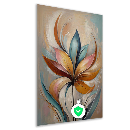 Abstracte Bloem in Pastelkleurige Olieverf poster