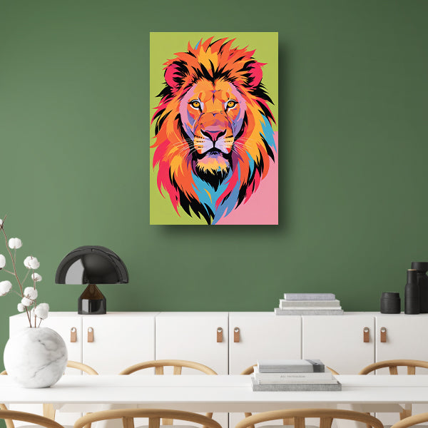 Kleurrijk popart-leeuw portret voor interieur poster