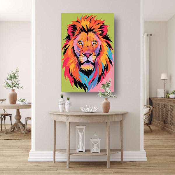 Kleurrijk popart-leeuw portret voor interieur poster
