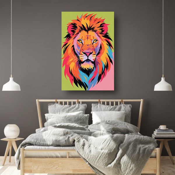 Kleurrijk popart-leeuw portret voor interieur poster