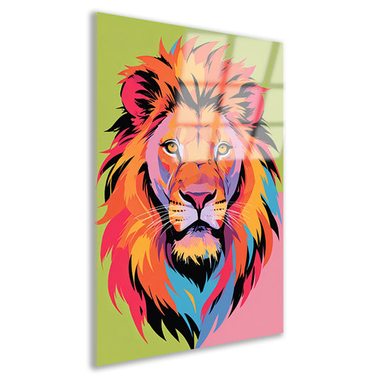 Kleurrijk popart-leeuw portret voor interieur acrylglas