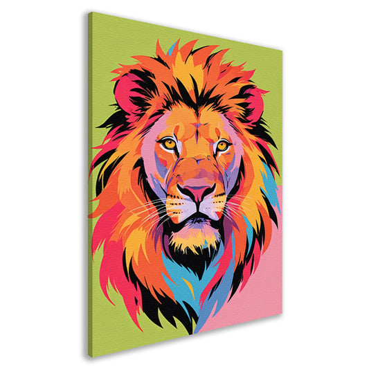 Kleurrijk popart-leeuw portret voor interieur canvas