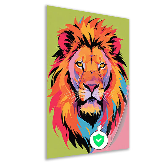 Kleurrijk popart-leeuw portret voor interieur poster