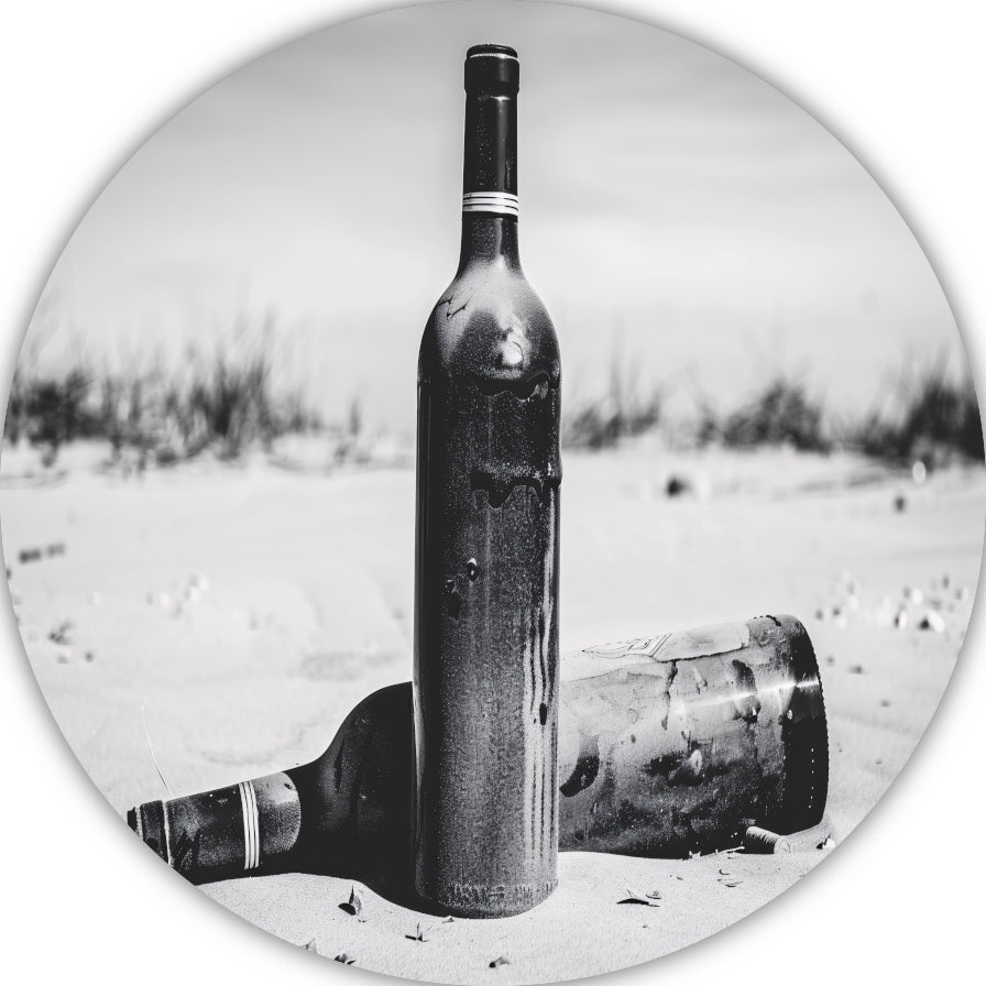 Lege flessen op het strand forex muurcirkel