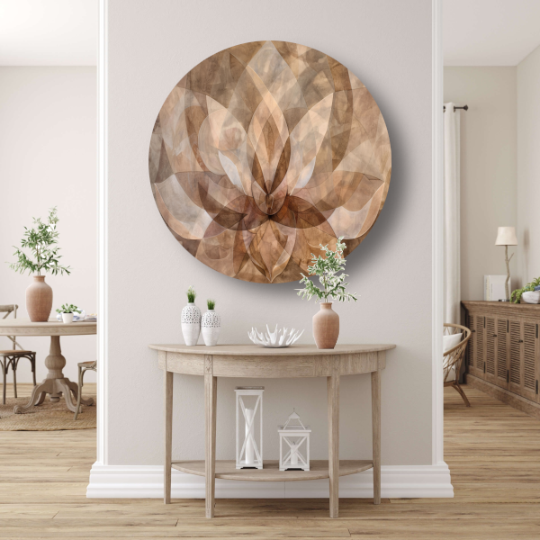 Sepia Lotus Bloesem Abstracte Kunstwerk forex muurcirkel