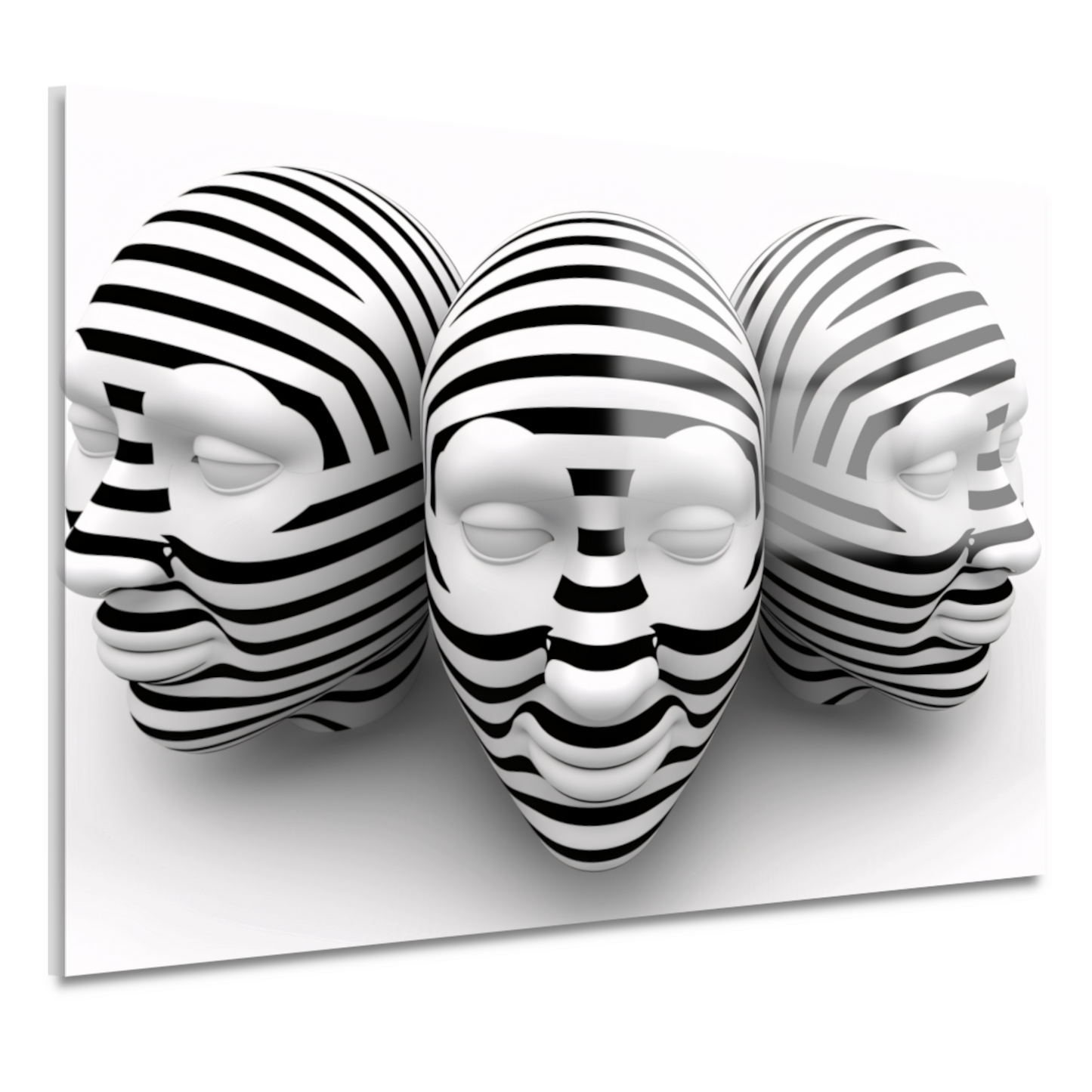 Drie Gestreepte Zwart Wit Maskers acrylglas