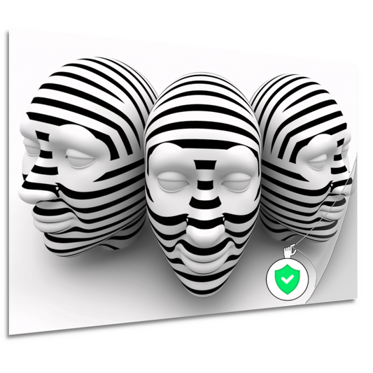 Drie Gestreepte Zwart Wit Maskers poster