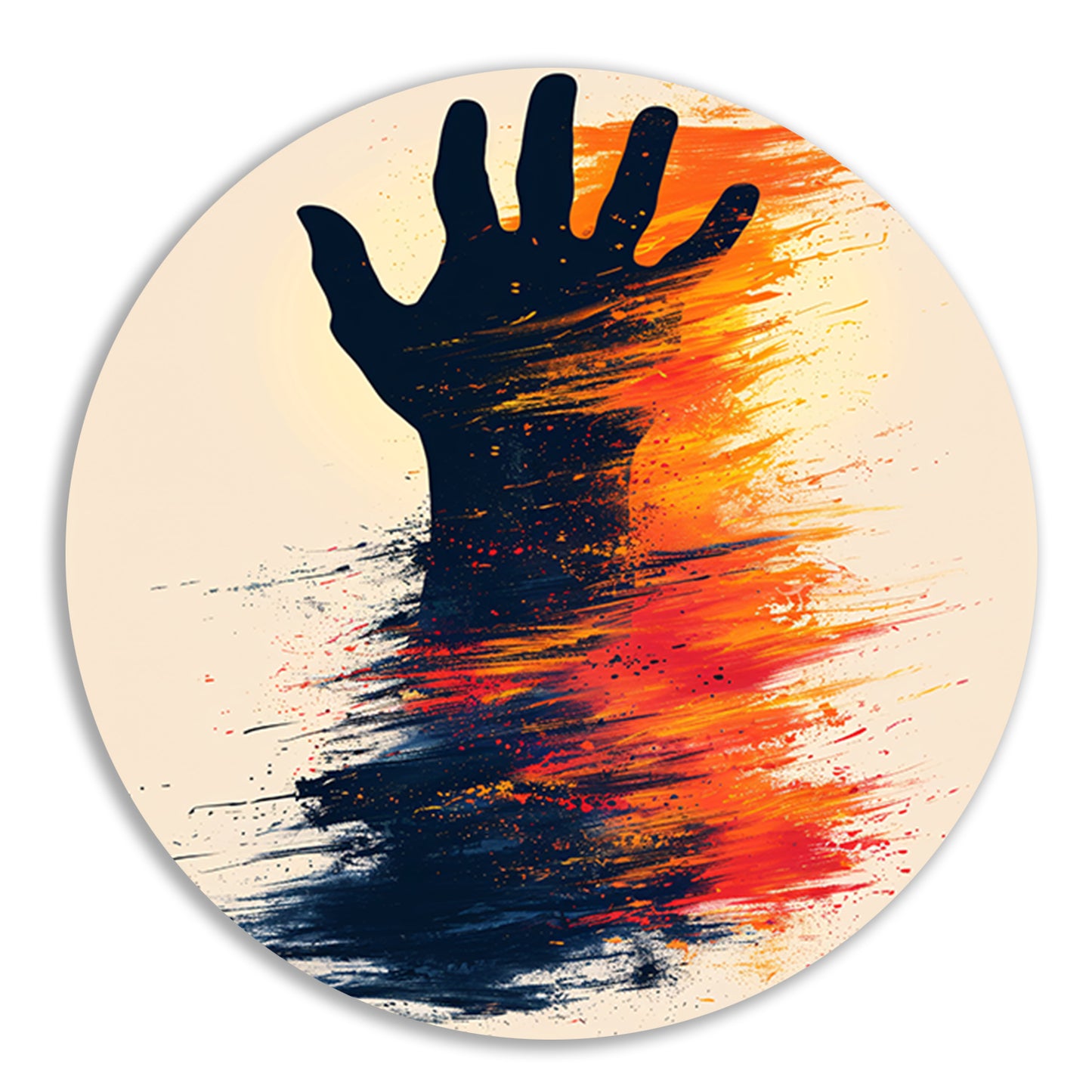 Abstract Hand in Kleurrijk Verfstreken forex muurcirkel