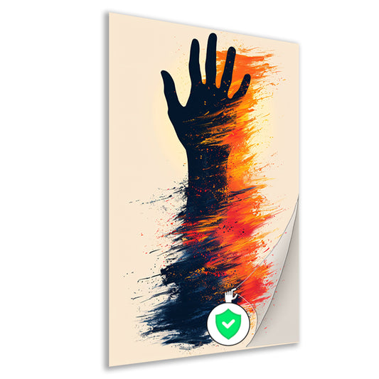 Abstract Hand in Kleurrijk Verfstreken poster