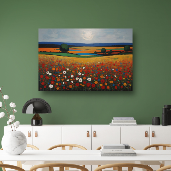Zomerse Bloei in Kleurrijk Impressief Landschap poster