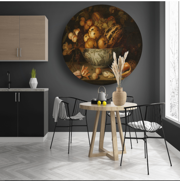 Stilleven van fruit - Balthasar van der Ast aluminium muurcirkel