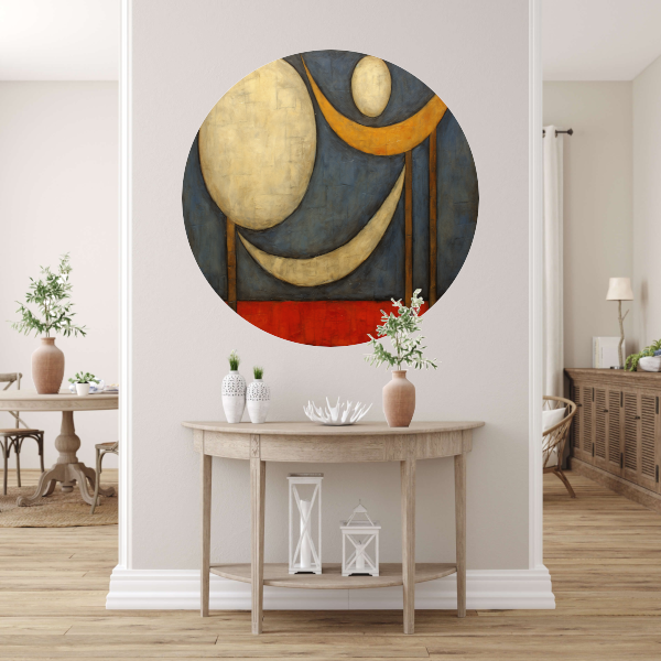 Abstracte Symfonie in Primaire Kleuren aluminium muurcirkel