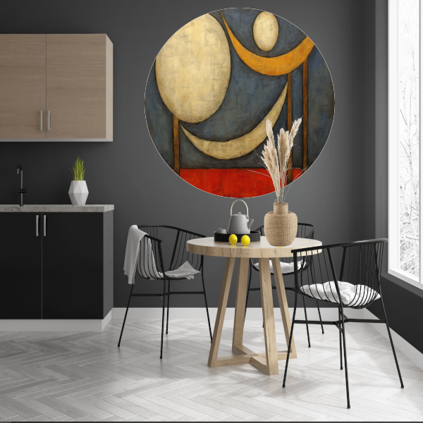 Abstracte Symfonie in Primaire Kleuren aluminium muurcirkel