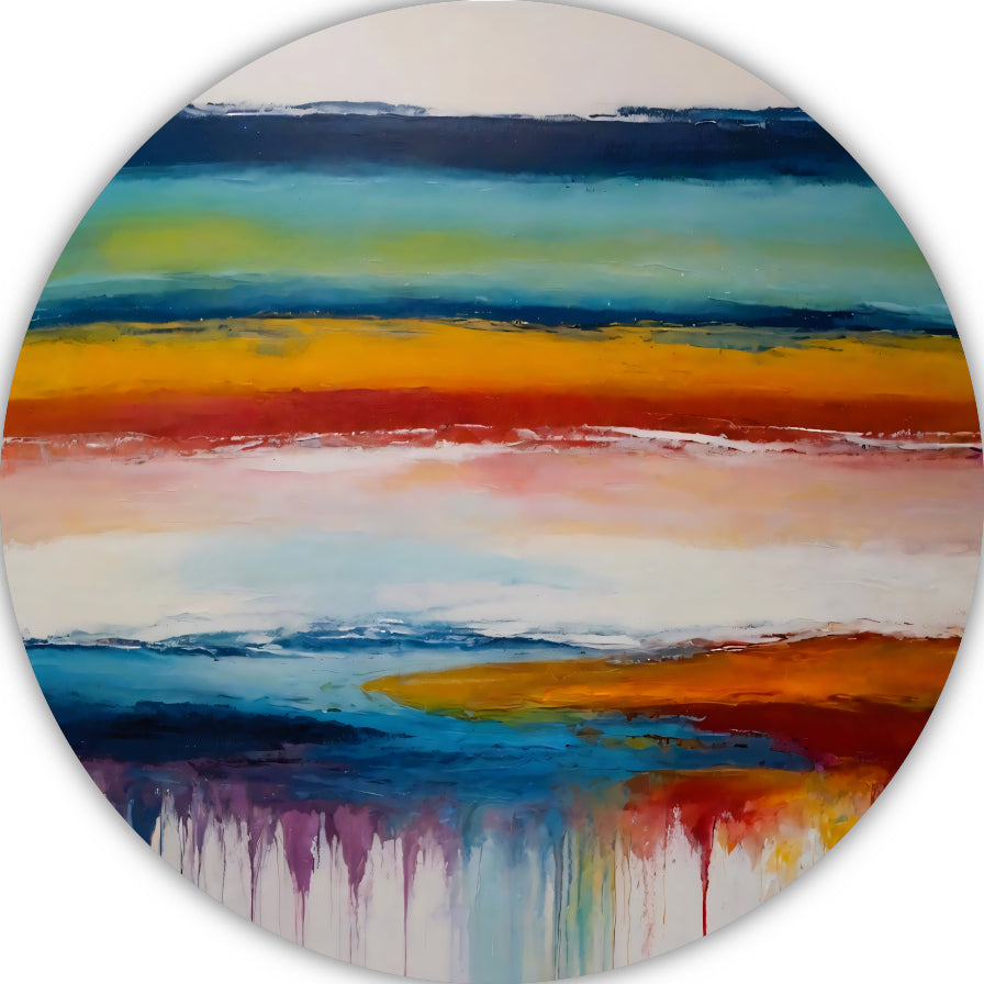 Abstracte Symfonie van Kleurrijke Horizonten aluminium muurcirkel