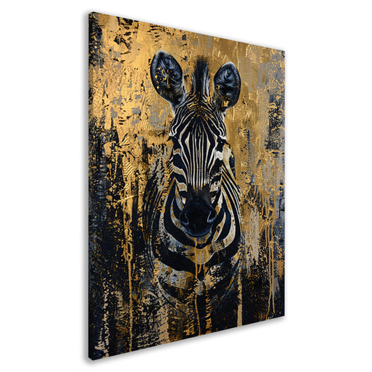 Mysterieus zebra portret in gouden stijl canvas