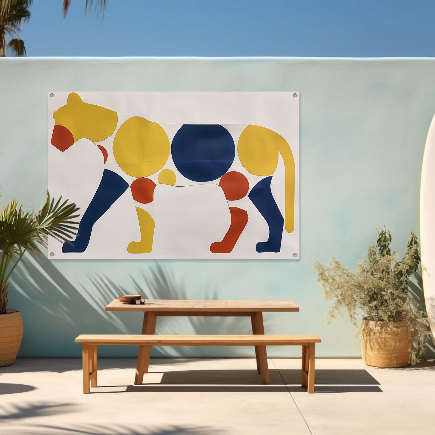 Kleurrijk abstract kunstwerk van een cheetah tuinposter