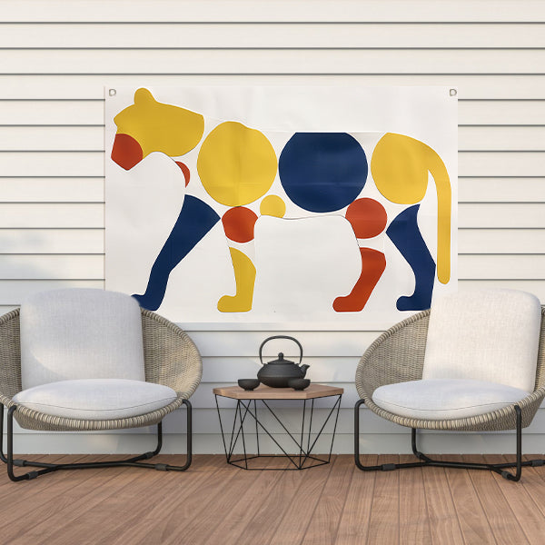 Kleurrijk abstract kunstwerk van een cheetah tuinposter