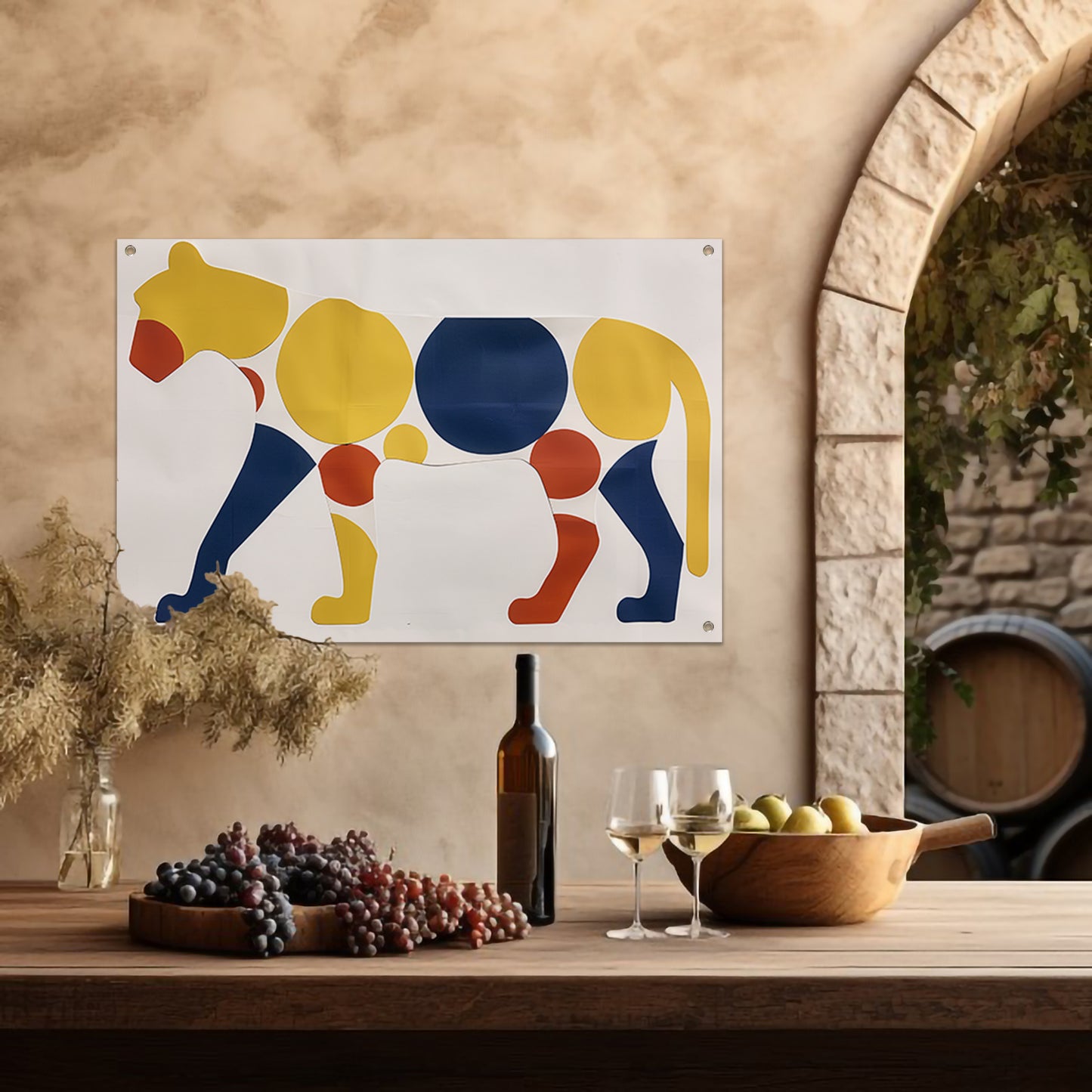 Kleurrijk abstract kunstwerk van een cheetah tuinposter