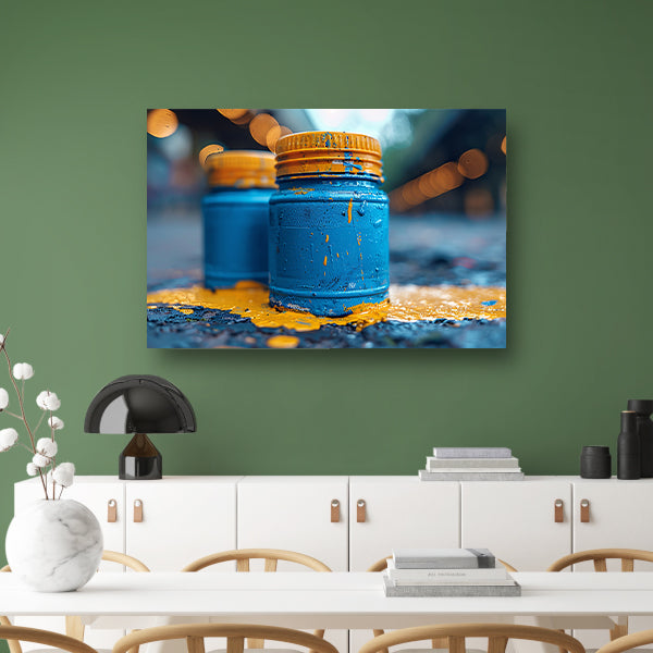 Minimalistisch blauwe potten canvas