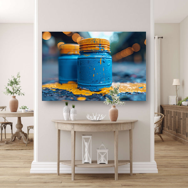 Minimalistisch blauwe potten canvas