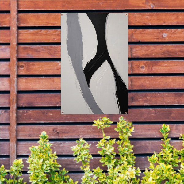Zwart-wit Abstract Minimalistisch Ontwerp tuinposter