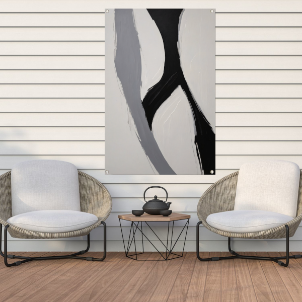 Zwart-wit Abstract Minimalistisch Ontwerp tuinposter