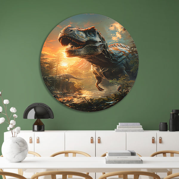 Machtige Tyrannosaurus Rex in zonsondergang forex muurcirkel