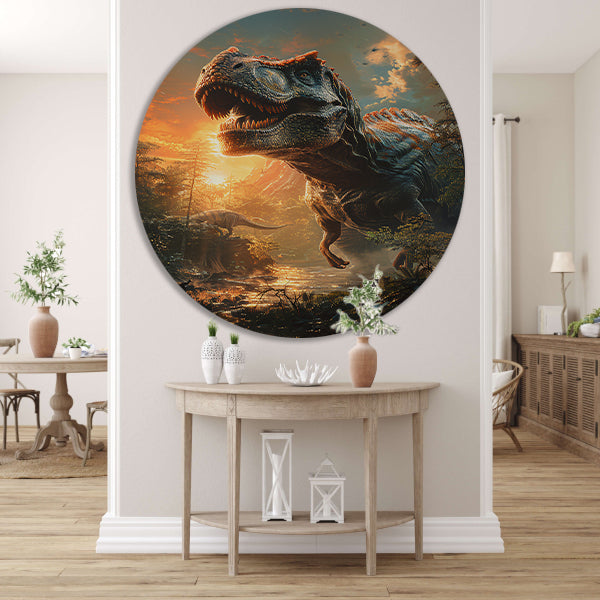 Machtige Tyrannosaurus Rex in zonsondergang forex muurcirkel