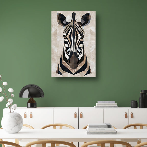 Geometrische Abstractie van een Zebrahoofd canvas