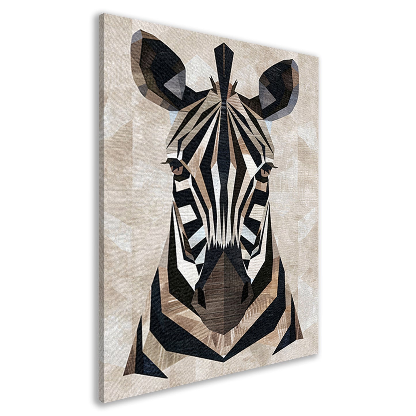 Geometrische Abstractie van een Zebrahoofd canvas