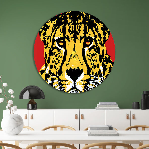 Prachtig popart schilderij van een cheeta forex muurcirkel