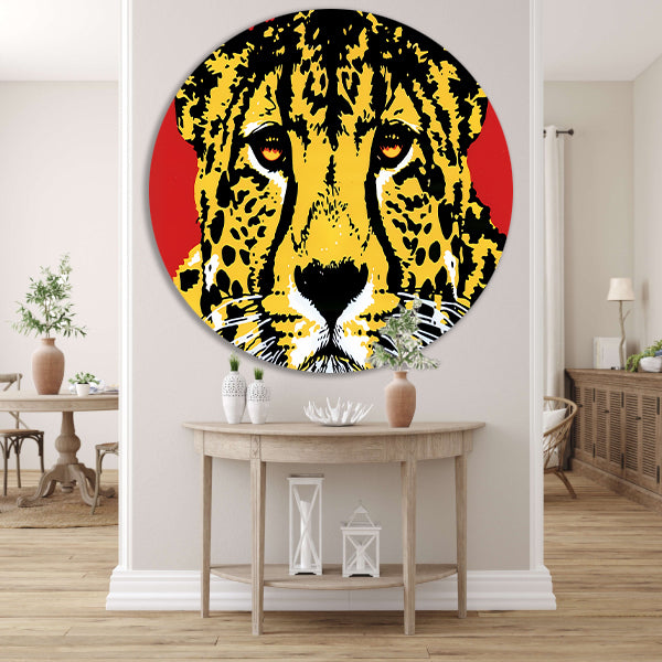 Prachtig popart schilderij van een cheeta forex muurcirkel