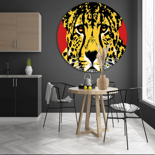 Prachtig popart schilderij van een cheeta forex muurcirkel