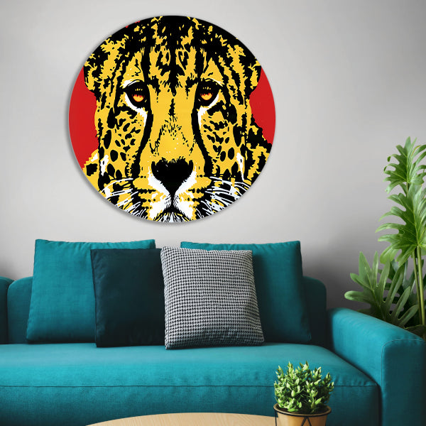 Prachtig popart schilderij van een cheeta forex muurcirkel
