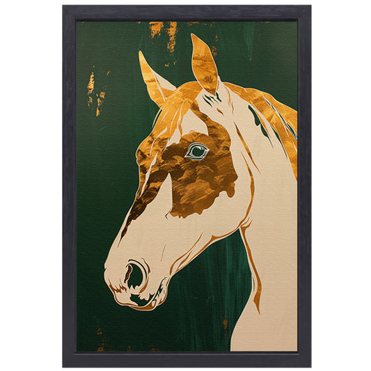 Minimalistisch abstract schilderij van een paard canvas met baklijst