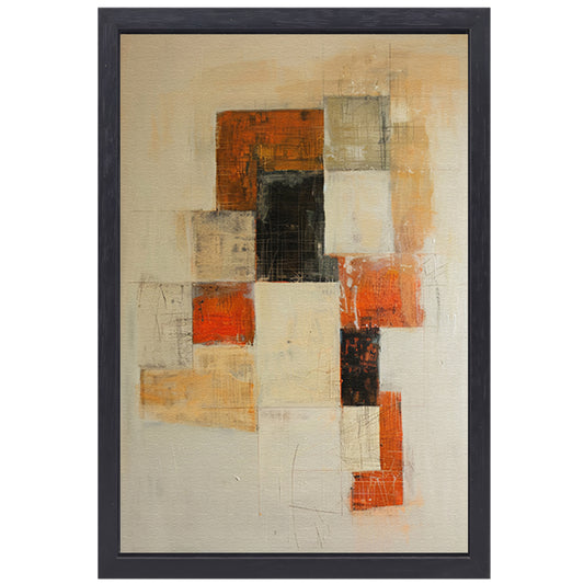Abstract geometrisch schilderij met dynamische lijnen canvas met baklijst