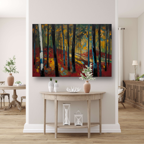Herfstpracht in Abstracte Bosimpressie poster