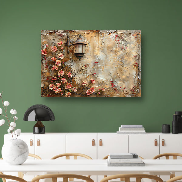 Stilleven met Bloemen en Lamp canvas