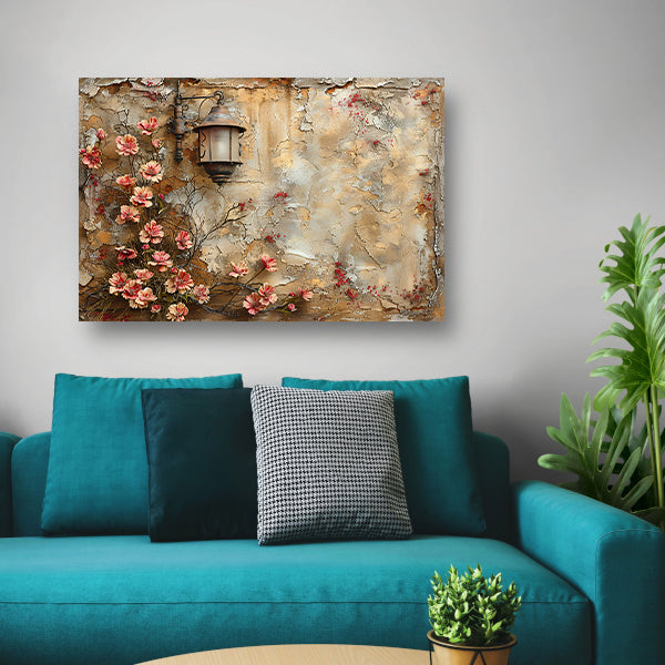 Stilleven met Bloemen en Lamp canvas