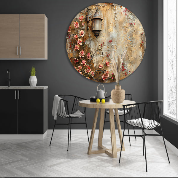 Stilleven met Bloemen en Lamp forex muurcirkel