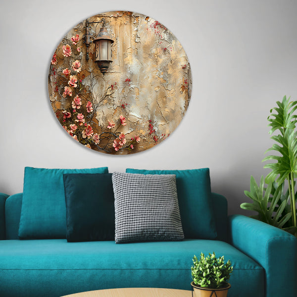 Stilleven met Bloemen en Lamp forex muurcirkel