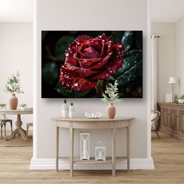 Rozen in ochtendgloren canvas met baklijst