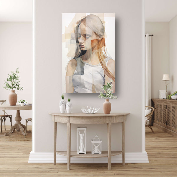 Gefragmenteerd Portret in Monochrome Tinten canvas