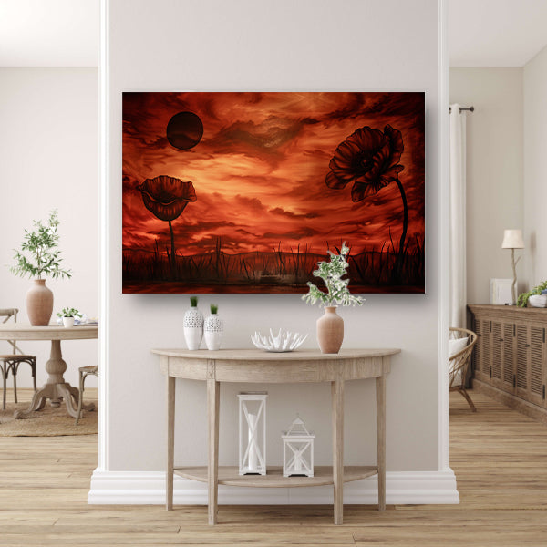 Spoorweg naar vurige zonsondergang acrylglas