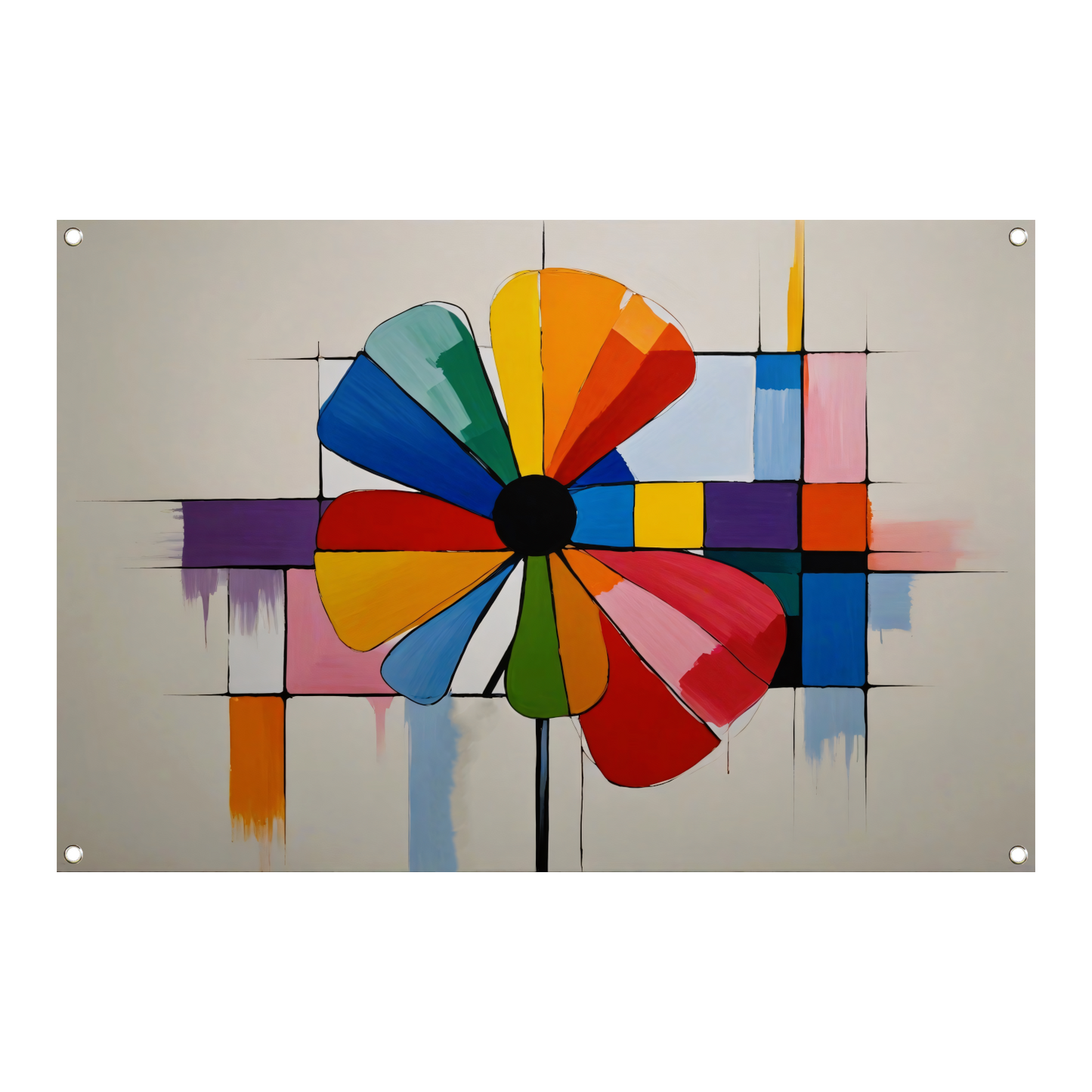 Abstracte Bloem in Mondriaan Stijl tuinposter