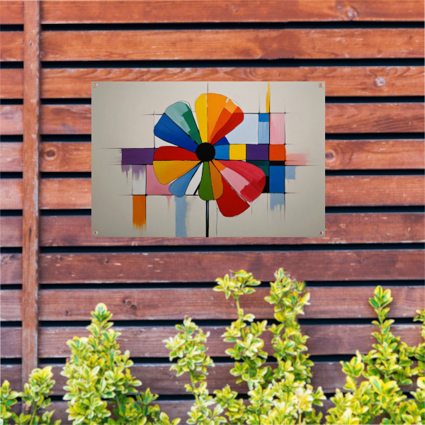 Abstracte Bloem in Mondriaan Stijl tuinposter