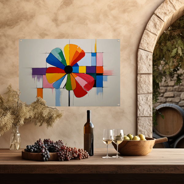Abstracte Bloem in Mondriaan Stijl tuinposter