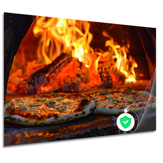 Minimalistische pizza in de oven poster