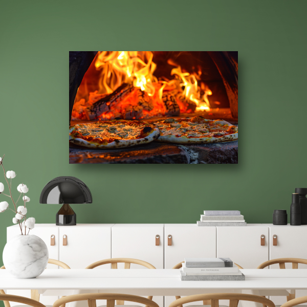 Minimalistische pizza in de oven poster