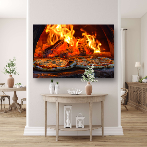 Minimalistische pizza in de oven poster